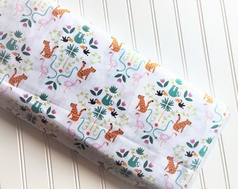 Under-The-Canopy-Jungle-Animals-Leopards-White-Flamingos-Sloths-Toucans-Riley-Blake-Designs-Cotton-Quilting-Fat-Quarters-Fabric-By-The-Yard