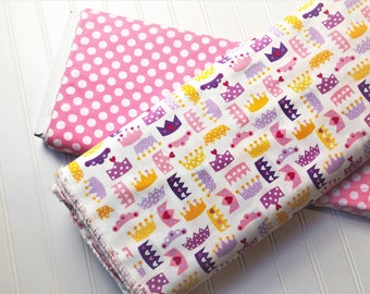 Princess-Life-Crowns-Queen-Pink-Purple-Yellow-Spring-Anne-Kelly-Cotton-Quilting-Fat-Quarters-By-the-Yard-Bundles-Out Of Print OOP Rare VHTF