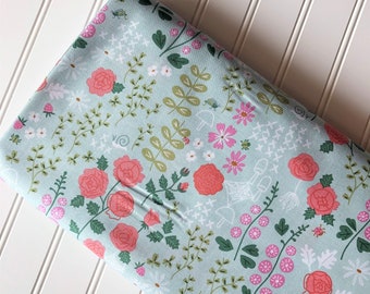 New-Dawn-Citrus-Mint-Rose-Garden-Woodland-Forest-Flowers-Meadow-Wildlife-Nature-Riley-Blake-Designs-Cotton-Quilting-Fat-Quarter-Fabric-Yard