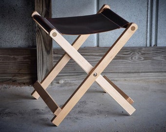 Leather Folding Stool Leather Folding Stool