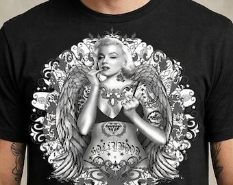 Tattooed Marilyn Monroe Graphic Tee, 100% Cotton Unisex Shirt