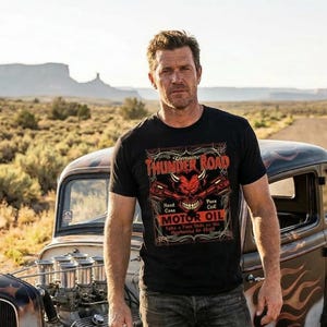 Thunder Road Motor Oil Devil Graphic T-Shirt