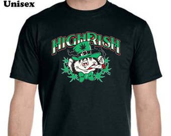 Highrish Marijuana Stoned Leprechaun St Paddy Day St Patricks day Tee-Shirt Tshirt T-shirt