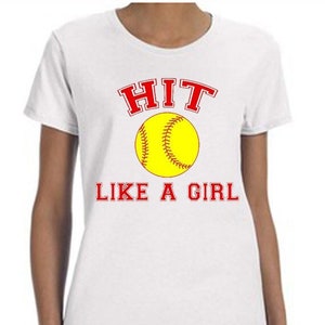 Hit Like a Girl Softball Tee-Shirt, Softball Tee Shirt, Hit Like A Girl, Gifts For Her, Gifts For Christmas, Girls Tee Shirt