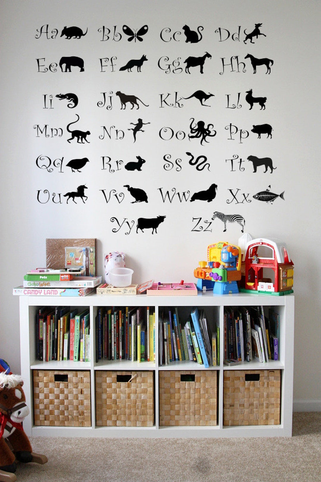 Kids Animal Alphabet Vinyl Wall Sticker, Wall Art Sticker, Toy Room ...