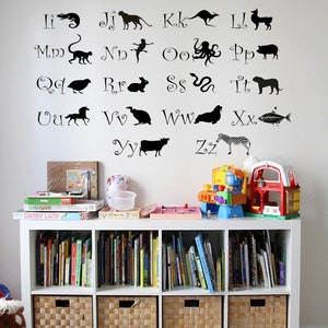 Kids Animal Alphabet Vinyl wall sticker, Wall Art Sticker, Toy Room Decor, Kids Room Decor, Kids Bedroom Decal