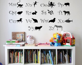 Kids Animal Alphabet Vinyl wall sticker, Wall Art Sticker, Toy Room Decor, Kids Room Decor, Kids Bedroom Decal