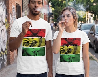 Camiseta rasta fumando marihuana, camiseta para fumadores, camiseta genial, camisetas, camisetas de marihuana, regalos para fumadores