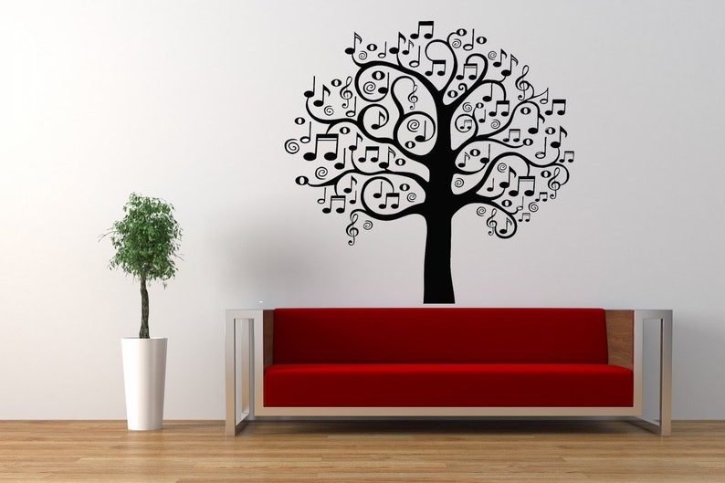 Tree Note Wall Music Tree Vinyl Wall Decal Sticker, Wall Art Stickers, Custom Vinyl ...