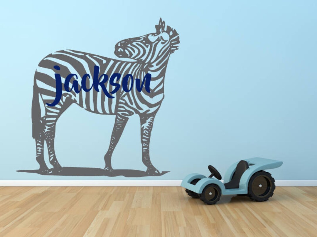 Custom Name and Zebra Vinyl Wall Decal Sticker, Custom Name Wall Art ...