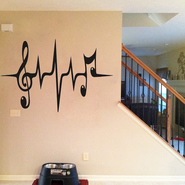 Music Life Line Vinyl wall decal sticker, Wall Art Stickers, Custom Vinyl Wall Decals, Living Room Wall Decor, Home & Living, Love Music Art