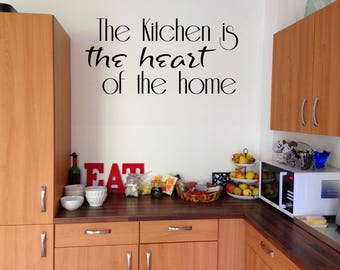 The Kitchen Is The Heart Of The Home Vinyl Wall Decal Sticker, Wall Art Sticker, Custom Wall Decor, Home & Living, Cute Wall Decal Decor