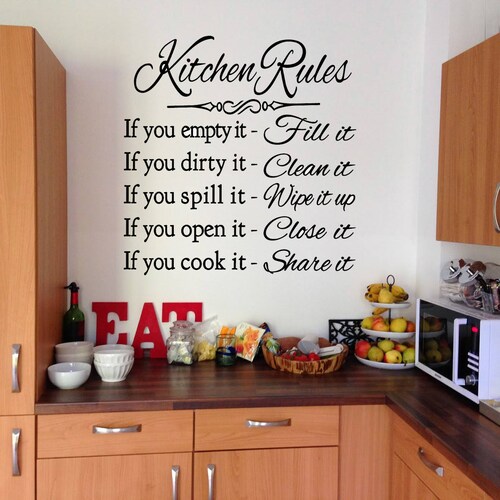Kitchen Rules Vinyl Wall Decal Sticker Home & Living Vinyl Etsy