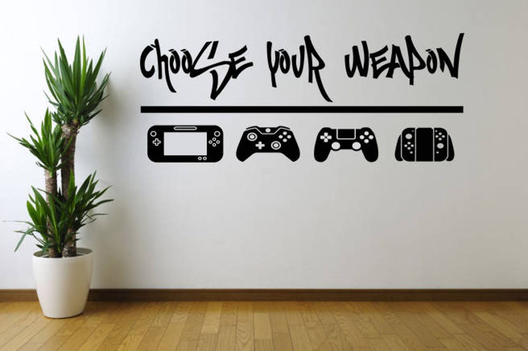 Personalized Gaming Wall Decal Kids Room Vinyl Sword Pickaxe Decal