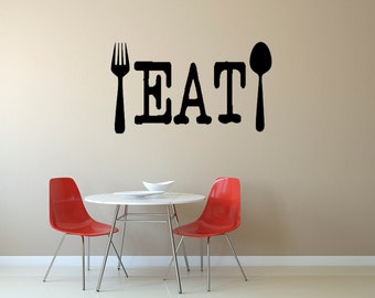 Eat Vinyl wall decal sticker, Vinyl Wall Decal, Kitchen Wall Decoration, Lets Eat Wall Sticker, Vinyl Wall Decor Sticker