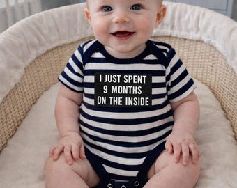 Body para bebé "Acabo de pasar 9 meses dentro", regalos para futuros padres