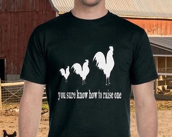 Funny Rooster Graphic Tee, 100% Cotton Farm Humor Shirt