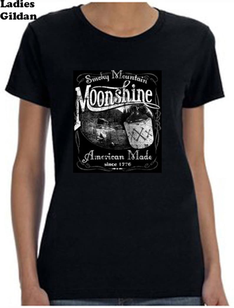 T-shirt Sans Manches Smoky Mountain Moonshine - Logo Whisky, 100% Coton Noir, Neuf Avec étiquettes