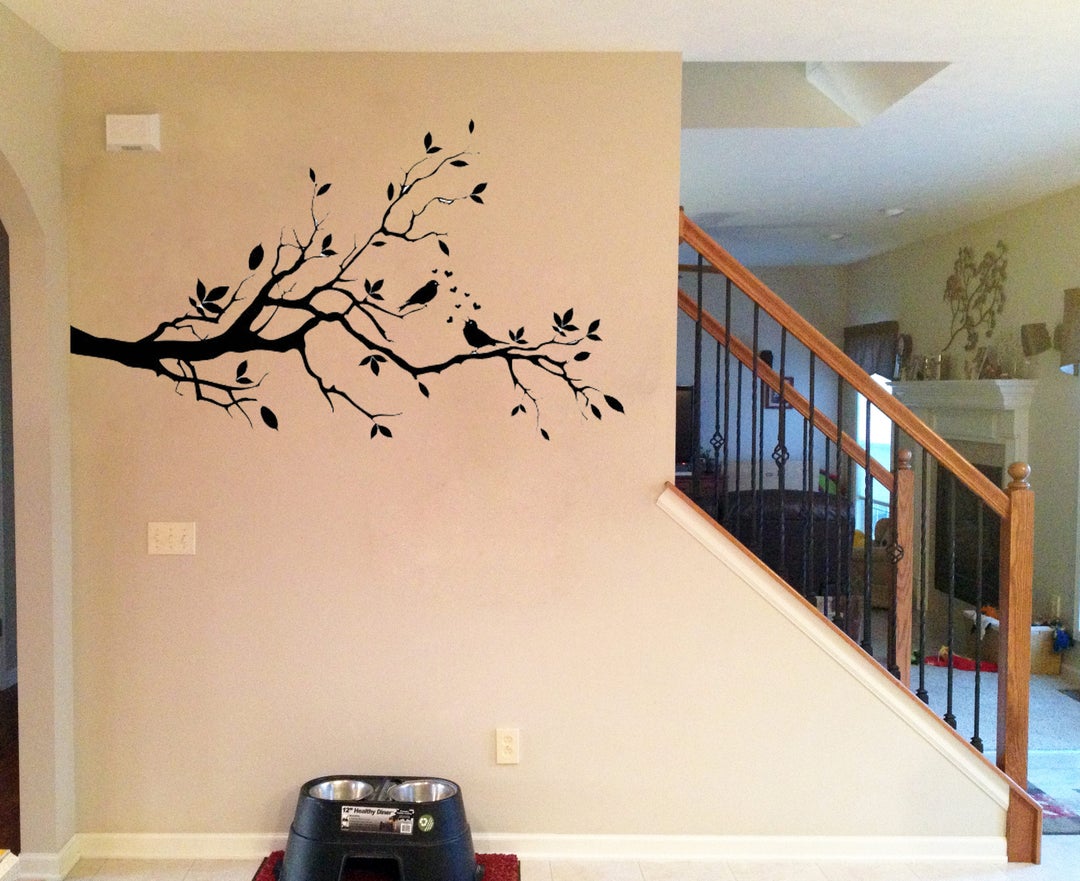 Tree Branch Love Birds Vinyl Wall Decal Sticker, Wall Art Sticker ...