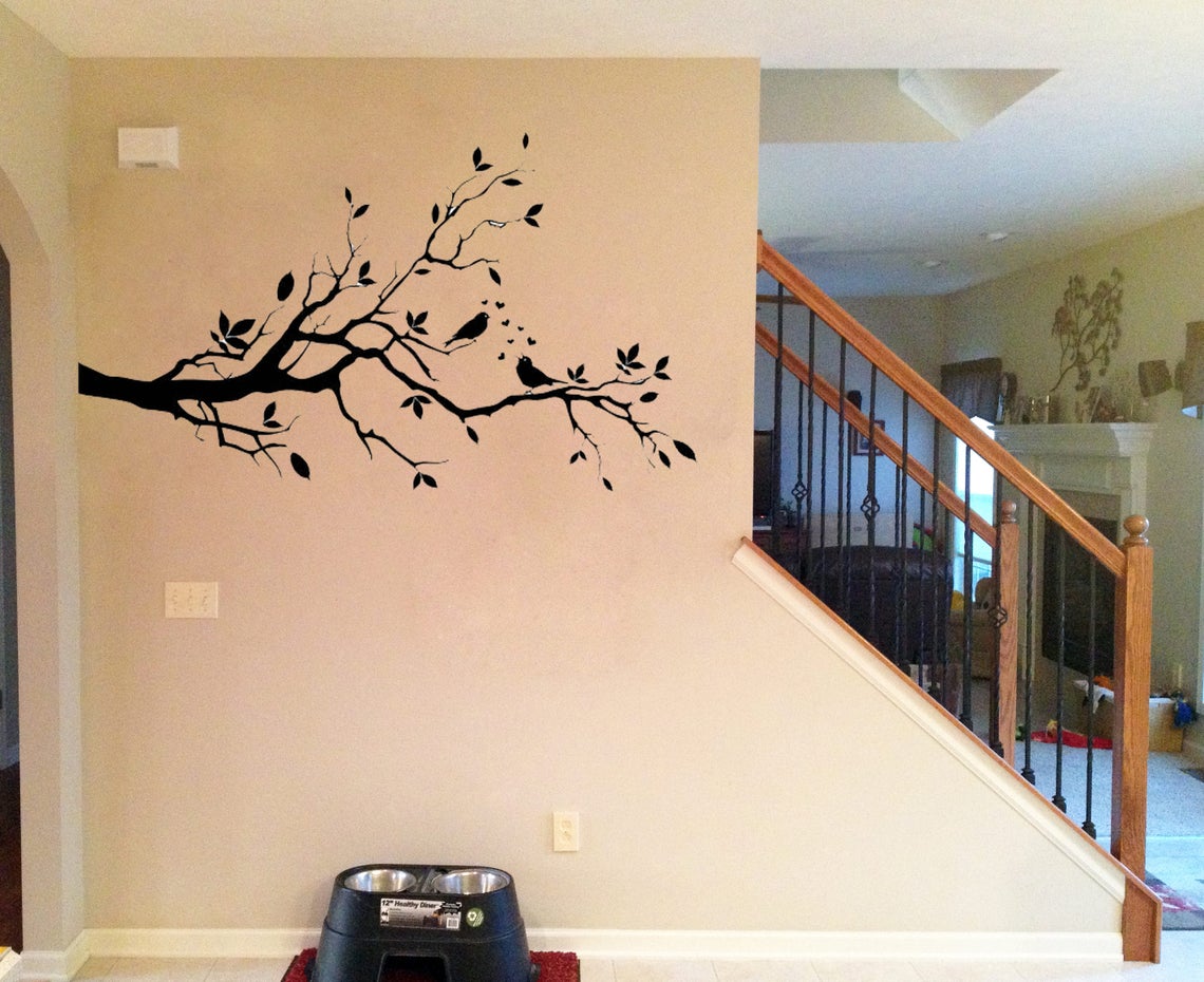 Tree Branch Love Birds Vinyl Wall Decal Sticker, Wall Art Sticker ...