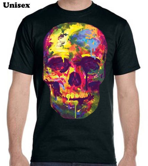 Neon Painted Skull T-shirt, Skull Shirt, Neon Shirt, Cool