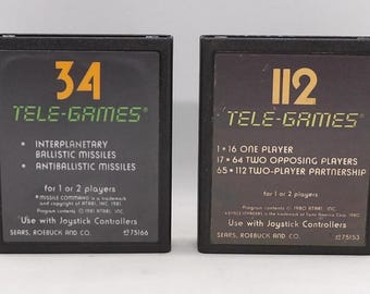 Cartuchos de Missile Command y Space Invaders (solo lote de 2) para Atari 2600. Probados y funcionando.
