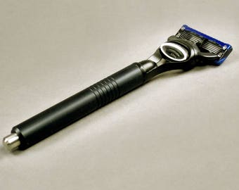 Anodized Aluminum Gillette Fusion Razor (black), Gillette Fusion, Wet Shaving Razor, Handcrafted Razor, groomsmen gift, shaving gift