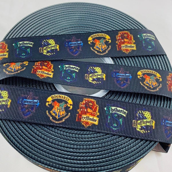 Wizard School Ribbon, Grosgrain Ribbon, Cute Ribbon, Cartoon Ribbon, Hairbows, Scrapbooking Embellishment, HP, HP Logo