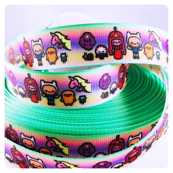 Adventure Time Ribbon, Grosgrain Ribbon, Hairbow, Scrapbooking, Sewing, Crafts, Cute Ribbon, Cartoon Ribbon, Craft Ribbon