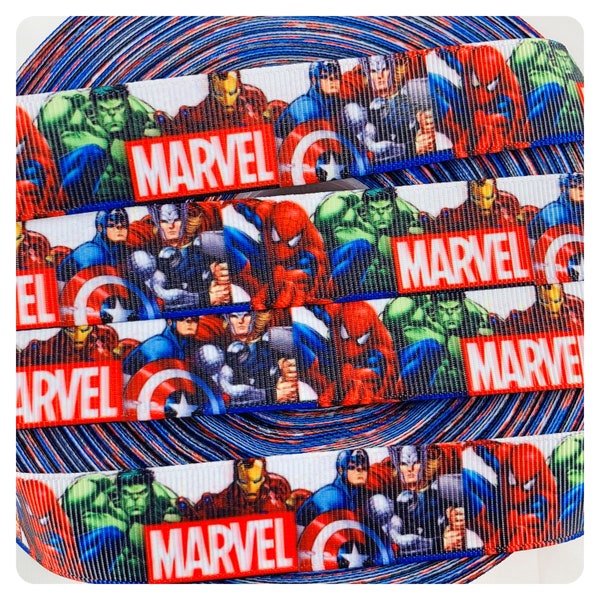 Avenger Ribbon, Grosgrain Ribbon, Cute Ribbon, Avengers, Hairbows, Scrapbooking Embellishment, Super Hero, Thor, Hulk, Iron Man
