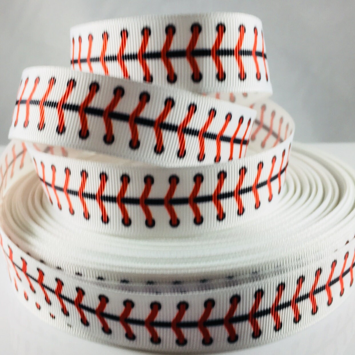 Baseball Ribbon Baseball Laces Grosgrain Ribbon Baseball Etsy