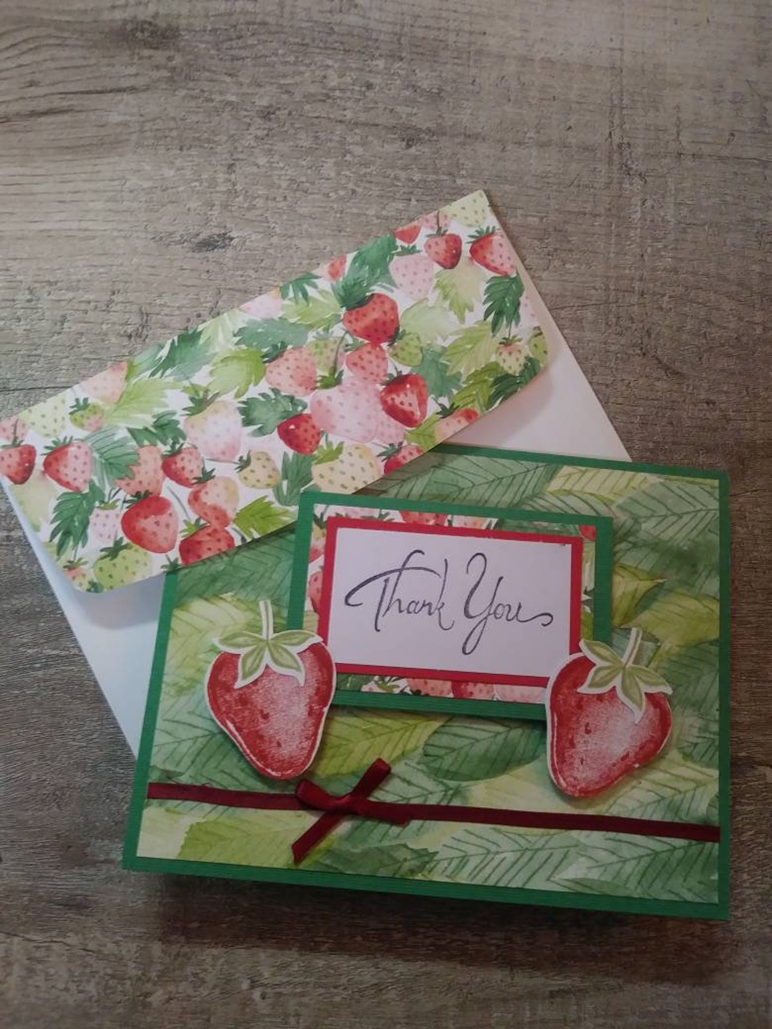Four Strawberry Themed Handmade Cards With Decorative Etsy