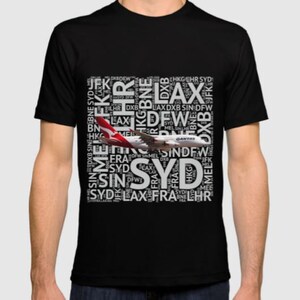 Qantas Airbus A380 with Airport Codes - Short Sleeve T-Shirt
