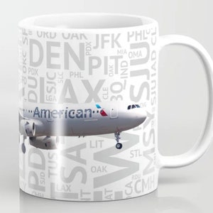 Airbus A321 with Airport Codes - Coffee Mug