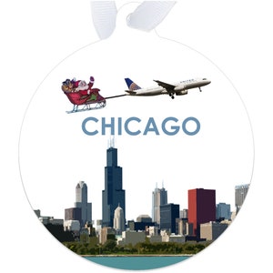 A320 with Santa over Chicago -  Ornament