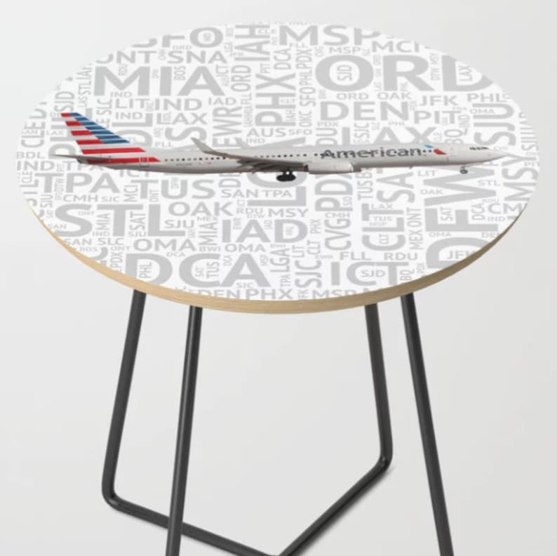 Accent Table American Airlines 737 with Airport Codes