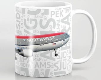 Northwest Airlines   DC-10 with Airport Codes - Coffee Mug