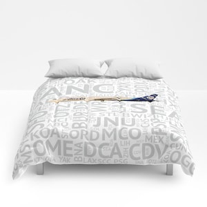 Alaska Airlines Boeing 737 with Airport Codes - Comforter