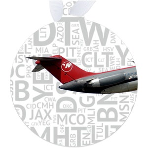 Northwest Airlines DC-9 Tail with Airport Codes -  Ornament