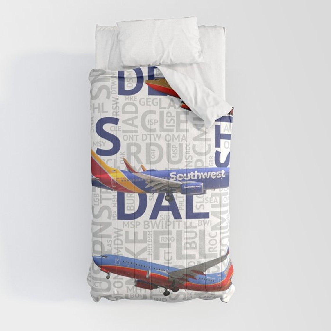 737's With Airport Codes Comforter Etsy