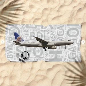 Airbus A320 with Airport Codes - Beach Towel