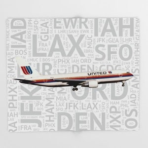 767 with Airport Codes - Throw Blanket
