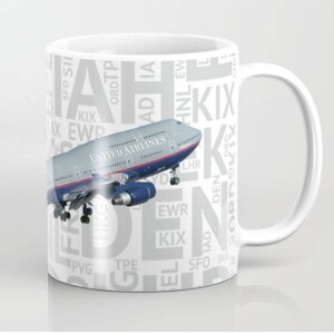 747-400  with Airport Codes - Coffee Mug