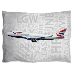Boeing 747 with Airport Codes - Pillow Shams
