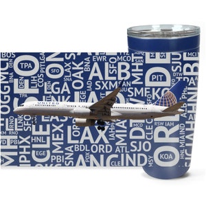 757 with Airport Codes - Metal Travel Mug