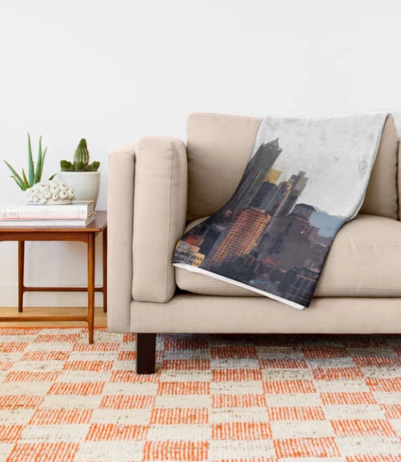 Alaska Airlines Boeing 737 Over Seattle Art Throw Blanket Etsy