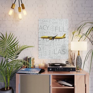 A321 with Airport Codes - Poster