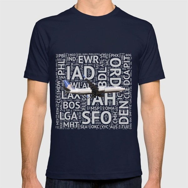 737 with Airport Codes- Short Sleeve T-Shirt