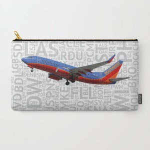 737 (Canyon Blue) with Airport Codes - Carry-All Pouch