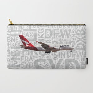 A380 with Airport Codes - Carry-All Pouch